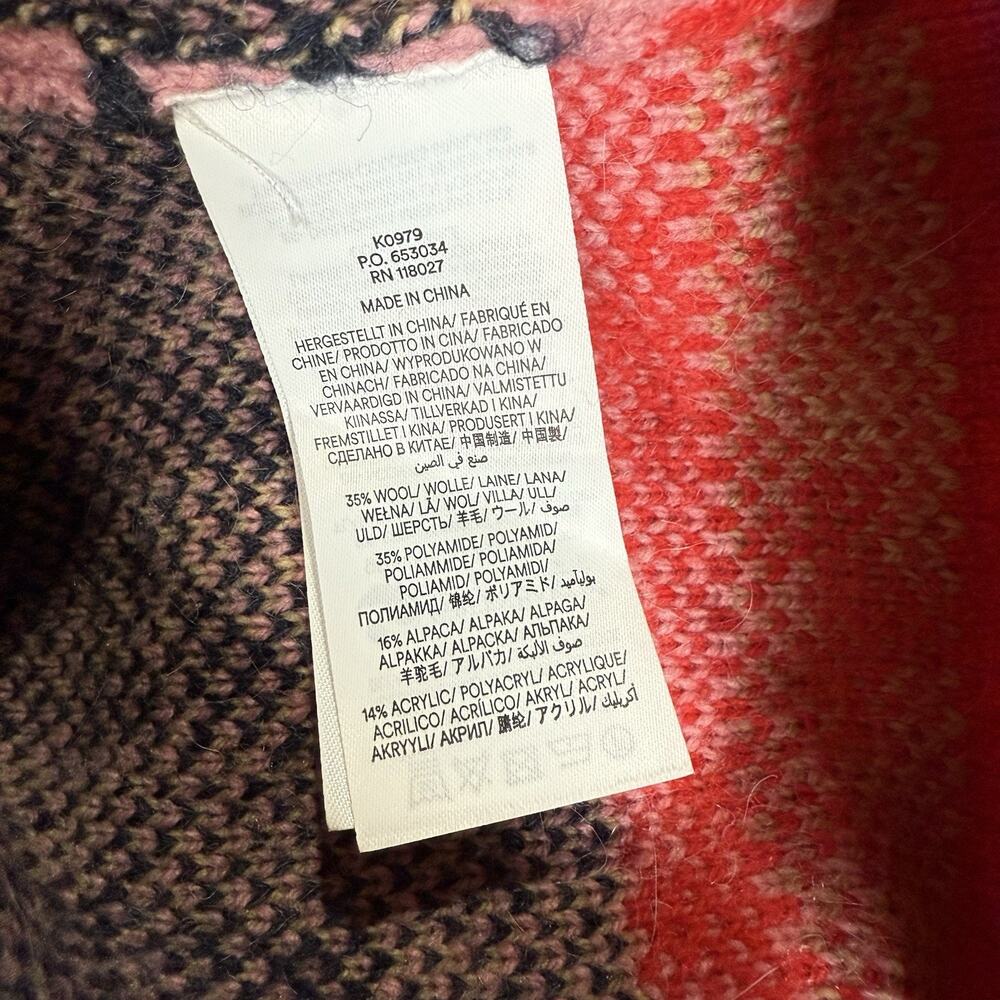 Boden Quinn Boyfriend Cardigan Tiger Pink Red Black Tan Fair Isle Intarsia Sz S - Picture 8 of 8
